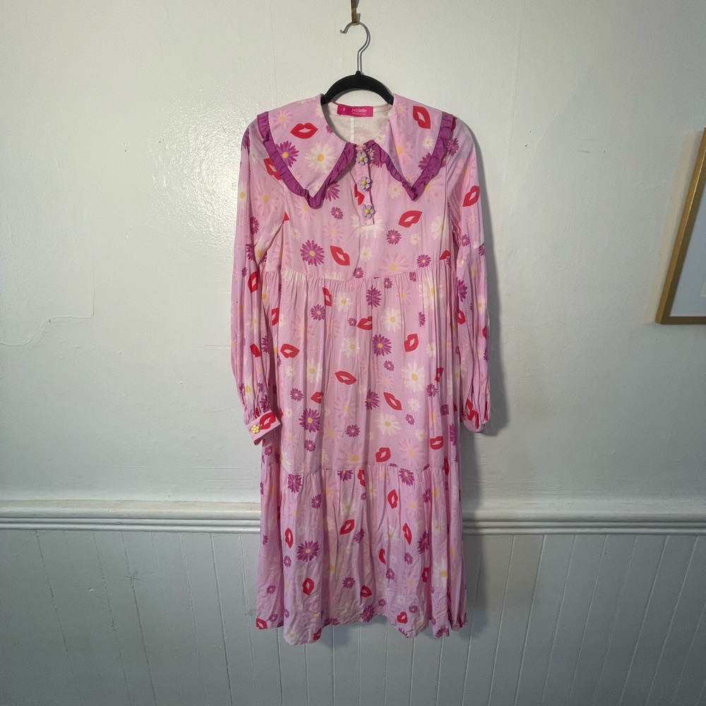 Bespoke July Liebe Long Sleeved Dress with Floral Accents